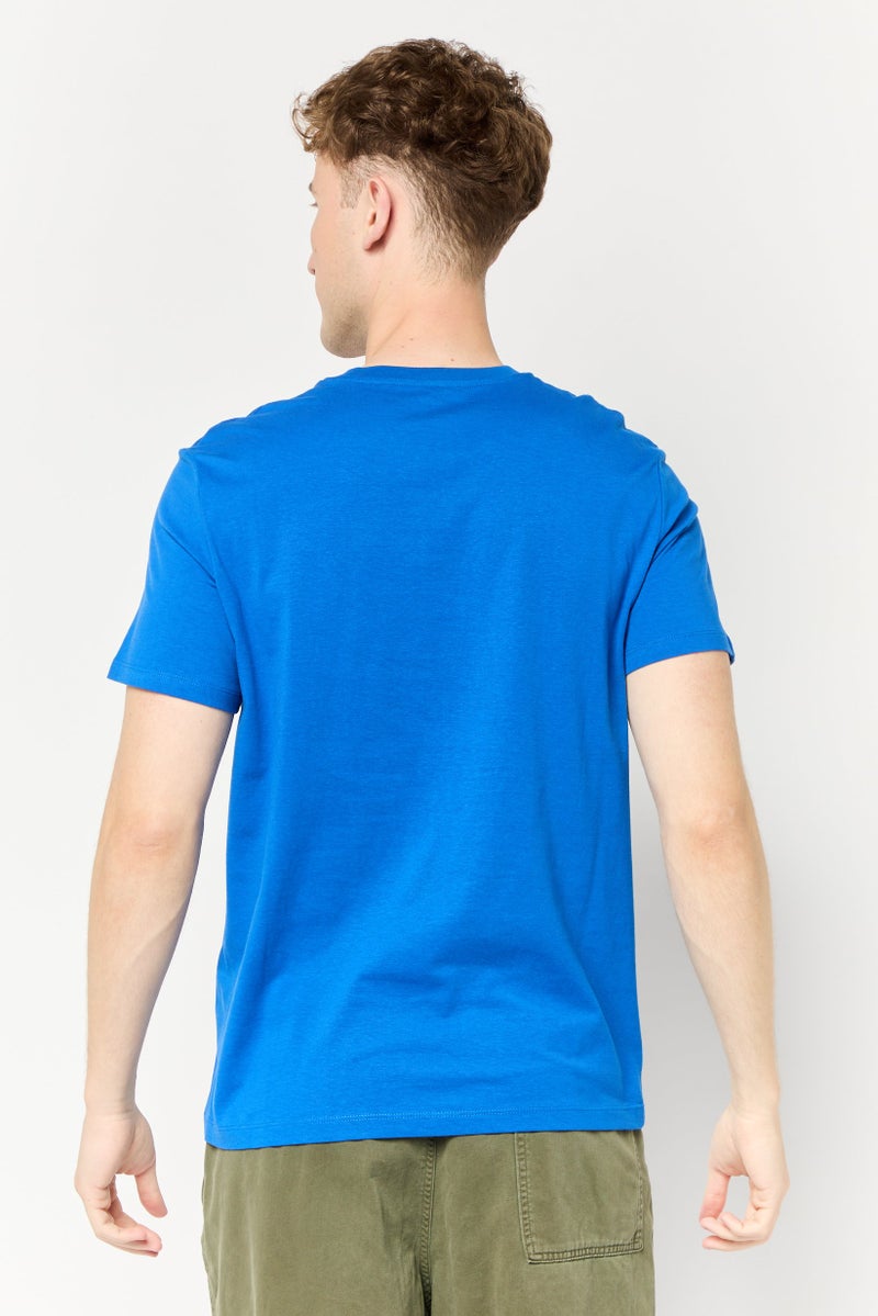 Celio Men Crew Neck Short Sleeve Plain T shirt, Blue - Image 4